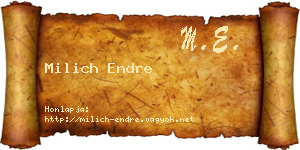 Milich Endre névjegykártya